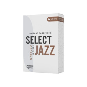 Caixa de 10 palhetas D'ADDARIO Organic Select Jazz Unfiled para Saxofone Soprano